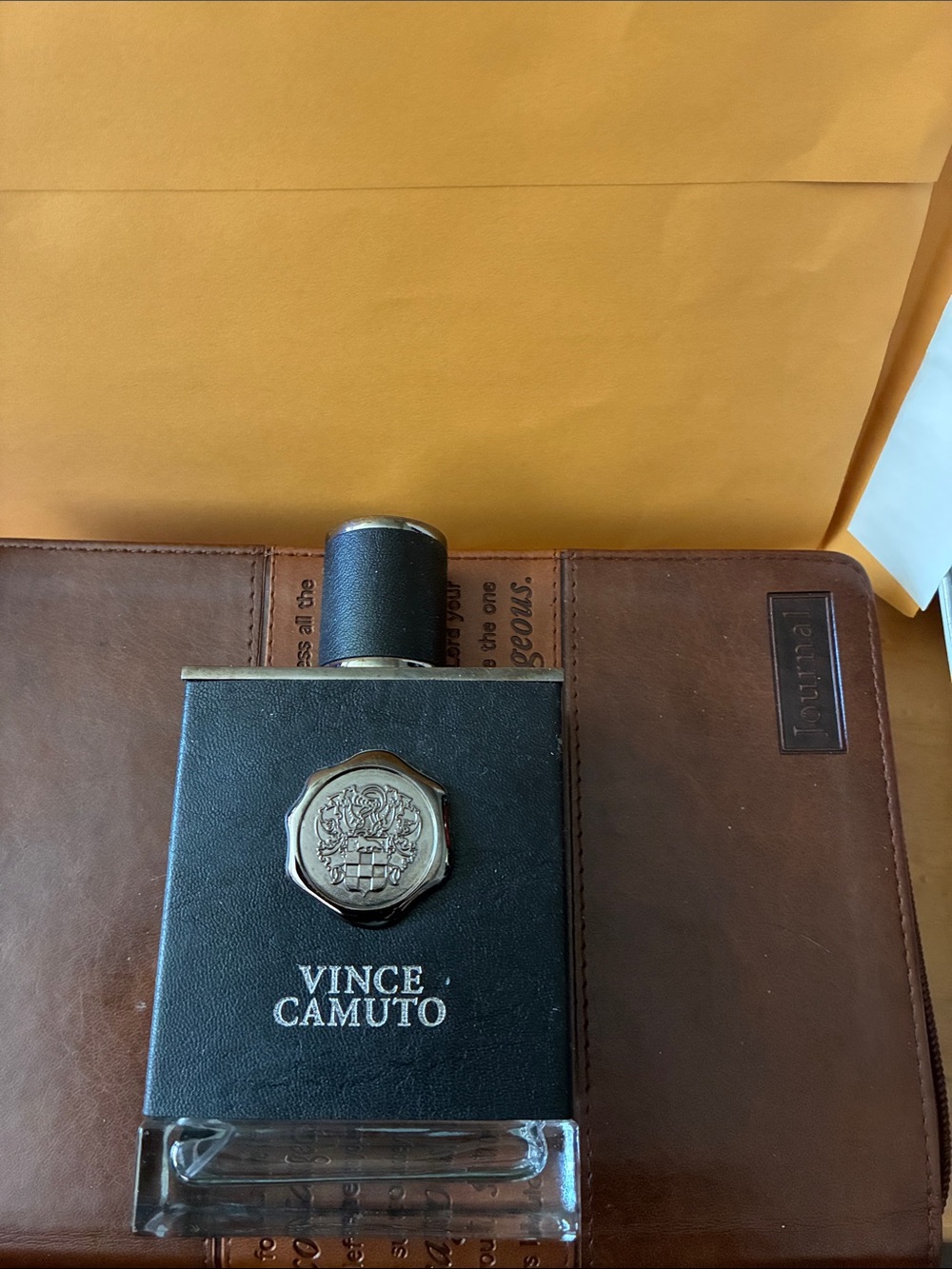 Vince Camuto Men’s Cologne Bottle - Black and Brown